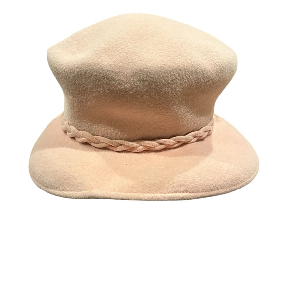 Vintage baby pink wool felt hat with floral embellishments - Picture 6 of 10